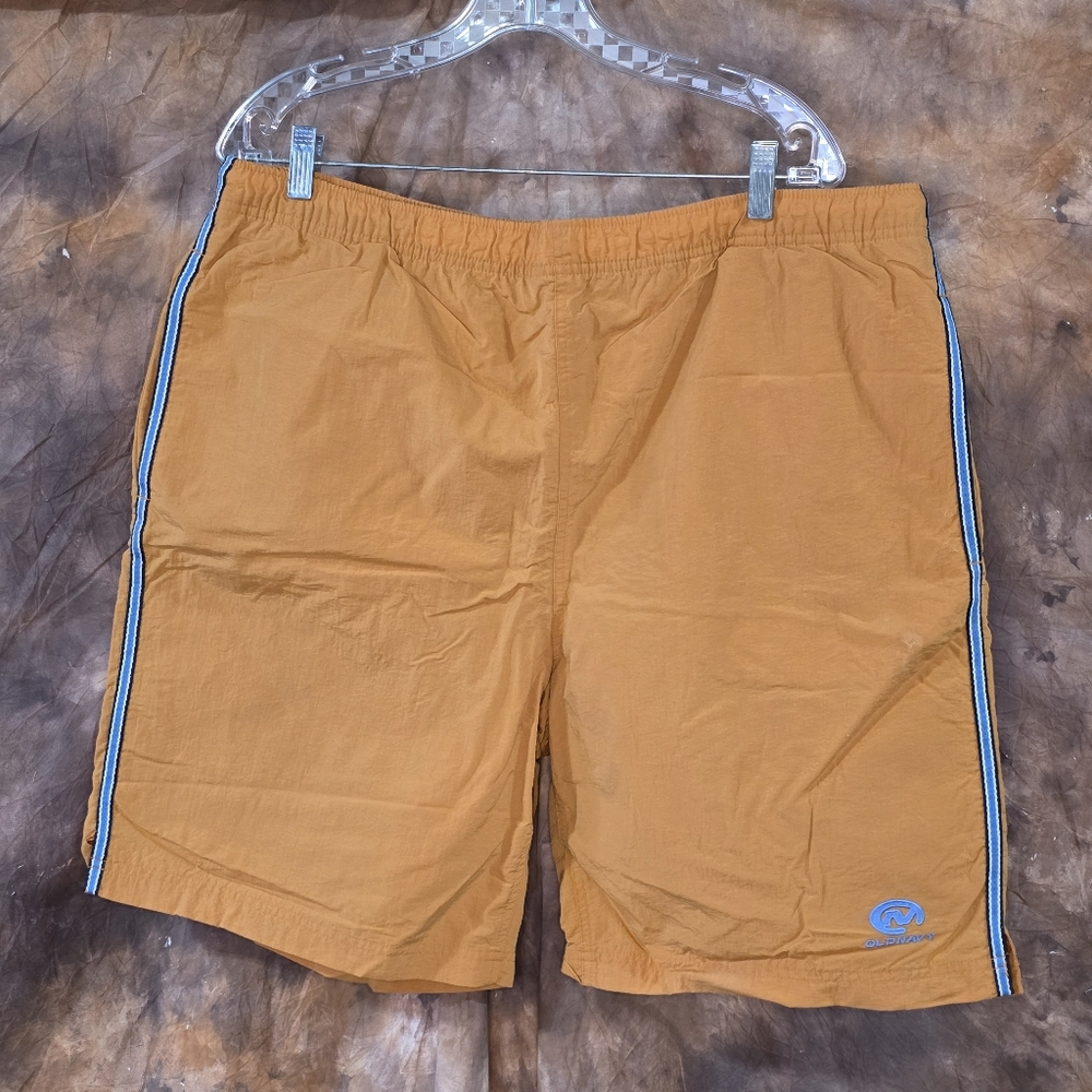 Vintage Old Navy Shorts Swim Trunks Mesh Lined Pockets Orange Blue L